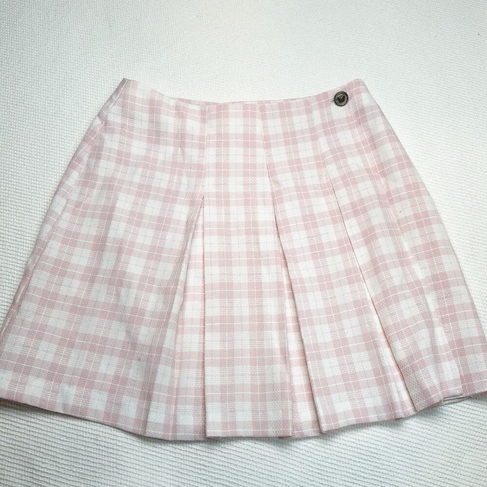 VINTAGE Moda International plaid pink white 1980'S CLUELESS skirt